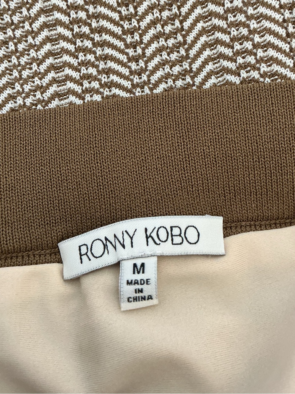 Ronny Kobo Chevron Knit Midi Skirt Multicolor Pointelle Stretch Size M - Picture 4 of 5